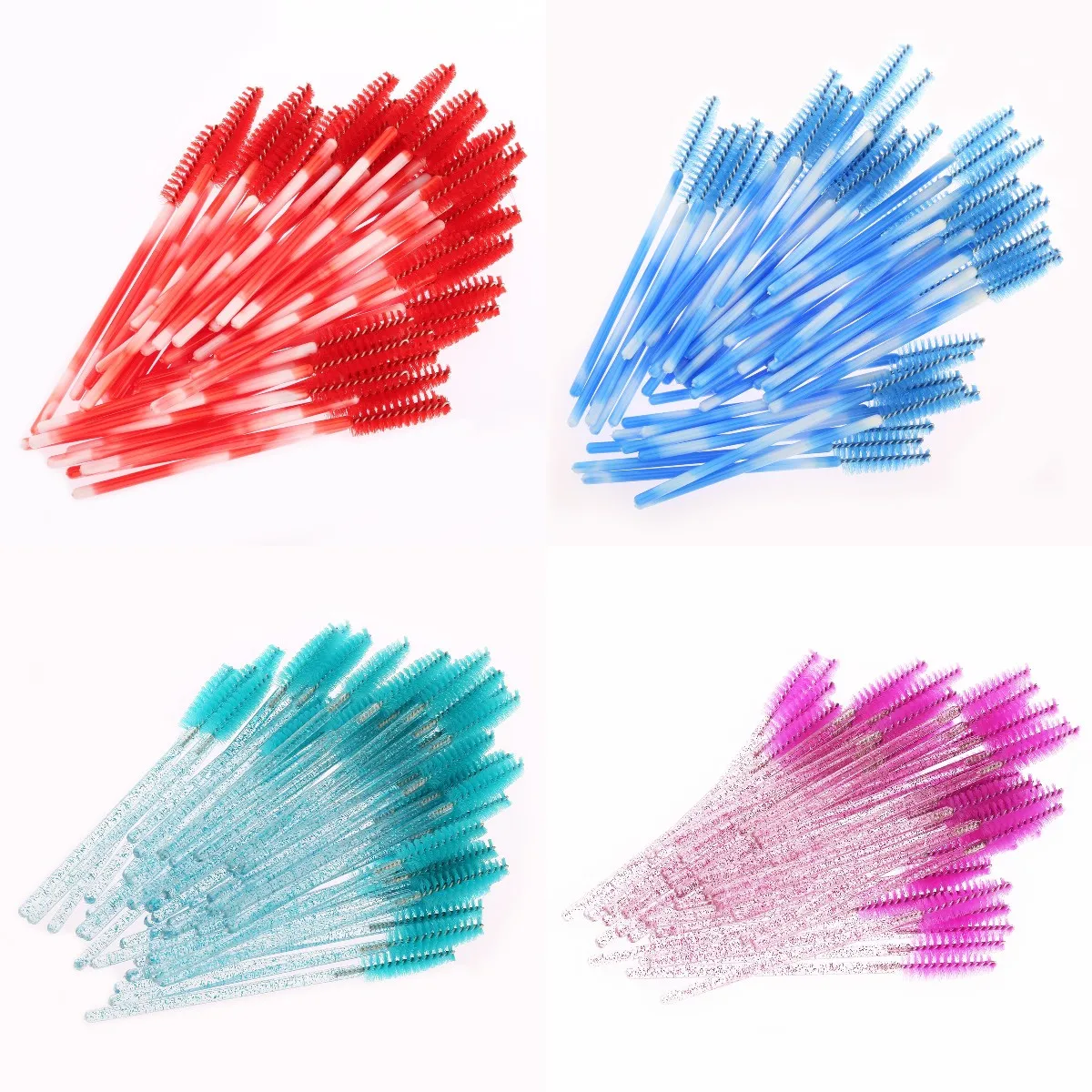 50 Pcs/Pack Good Quality Disposable Crystal Eyelash Makeup Brush Diamond Handle Mascara Eyeshadow Gloss Makeup Brushes Tools