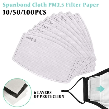 

50/100pcs Anti Haze Mask Filter Papers PM2.5 Filter Paper Spunbond Cloth Pollen Allergies Accessories Replacement Parts For Kids