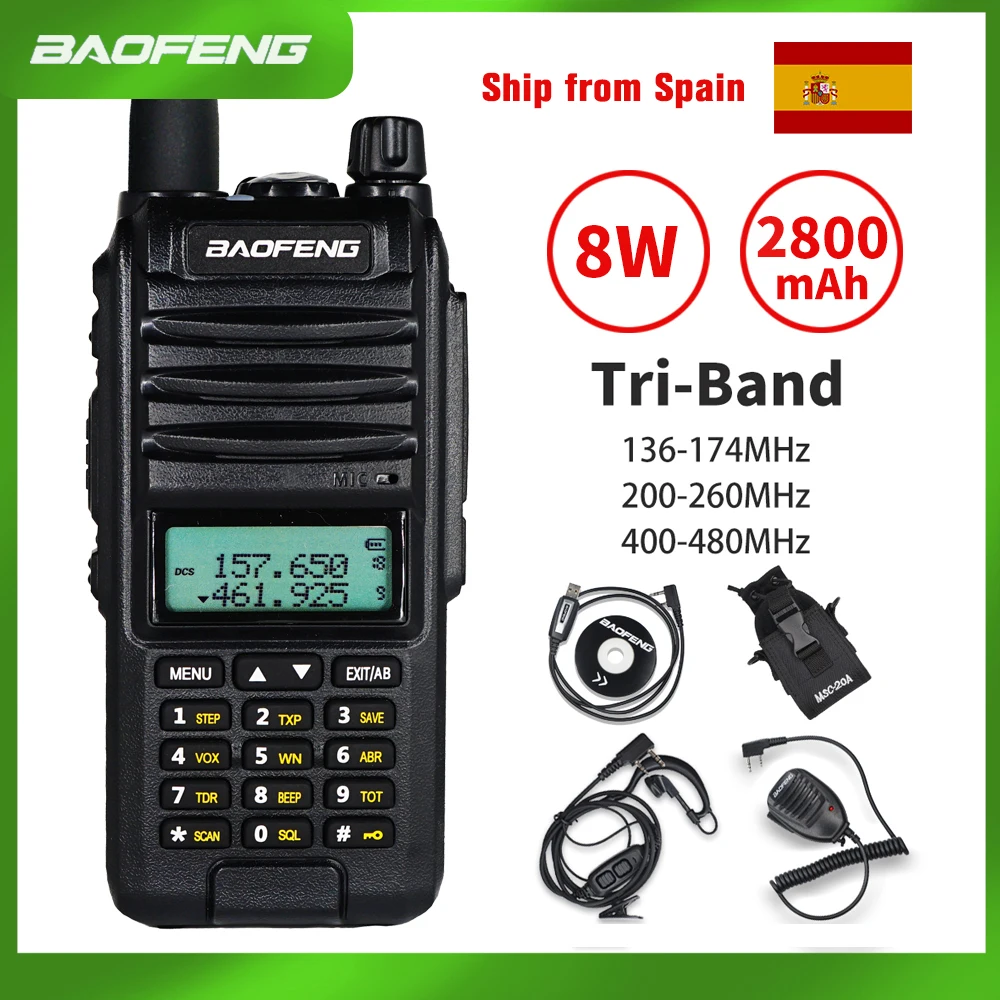 2020 BaoFeng A58S трехдиапазонный 8 Вт рация 3800 мАч портативный CB Ham радио 10 км fm