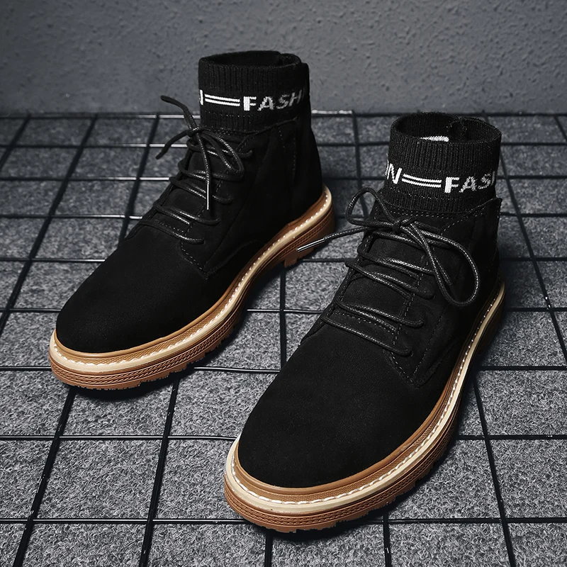 

Brand Men Snow Boots Winter Plush Warm Men Motorcycle Boots Lace-Up Non-slip Male Ankle Boots Waterproof Autumn Man Work Shoes