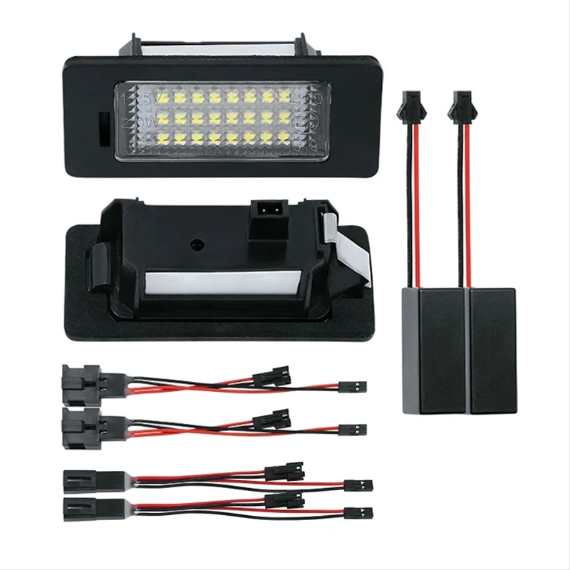 2Pcs No Error White LED Number License Plate Lights Lamp Car Accessories For Aud