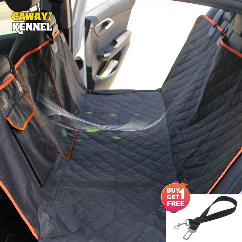 Baratos Perro coche vista malla impermeable portador de mascotas coche fila trasera asiento trasero cojín hamaca con cremallera y bolsillo transpirable cojín gato