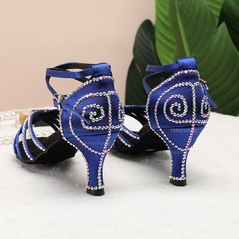 Shiny Practise Ballroom Salsa Dance Shoes indoor 4 colors Diamand Latin Dance Shoes For Women