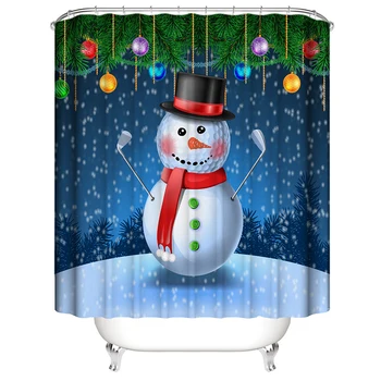 

4PCS Modern Christmas Pattern Shower Curtain Set Mat Toilet Cover Shower Curtain Bath Seat Covers For Bathroom Decor P7D