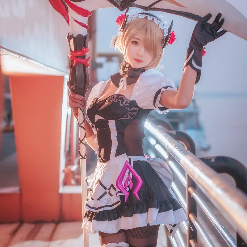Костюм для косплея Honkai Impact 3 Рита росвейссе черная Роза платье горничной женский