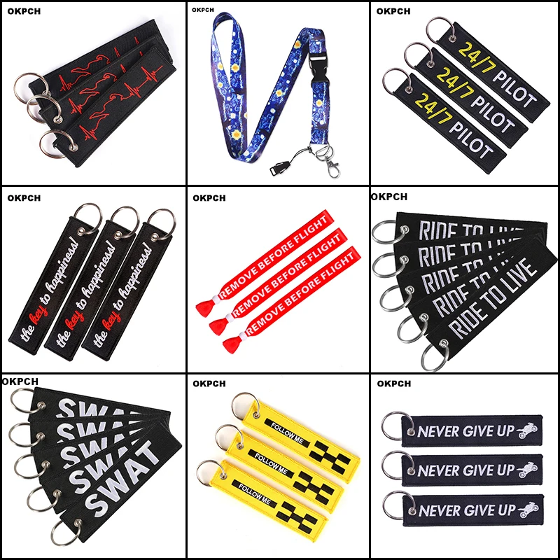 

Fashion Patches for Aviation Embroidery Patch with Ring for Cars and Motorcycles Key Fobs