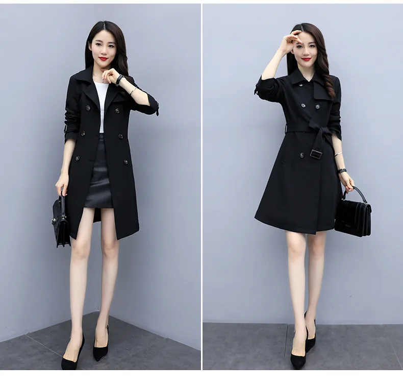 Trench Coat Women's Mid-length New Style Fashion Korean-style Loose Casual England Coat Spring And Autumn Waist Hugging Coa