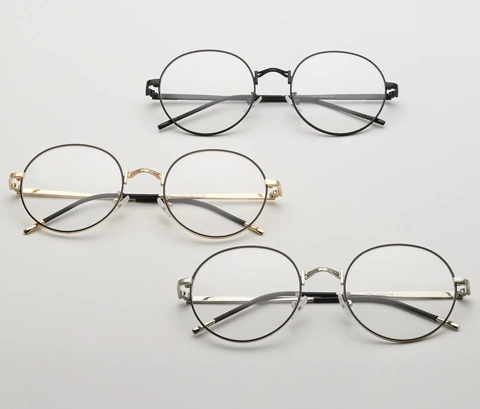 Vintage Myopia Eyeglasses Frame Men Round Plain Glasses Women Metal Optical Spectacles Frame
