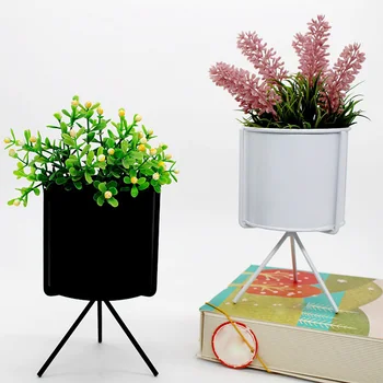 

Flower Pot Iron Frame Garden Decor Simple Anti Scratch Home Solid Planter Stand Durable Matte Succulents Outdoor