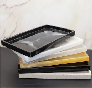 

Large Size Storage Tray Marble Texture Tray Bathroom Accessories Set Toothbrush Holder Container Organizer Retro Plates