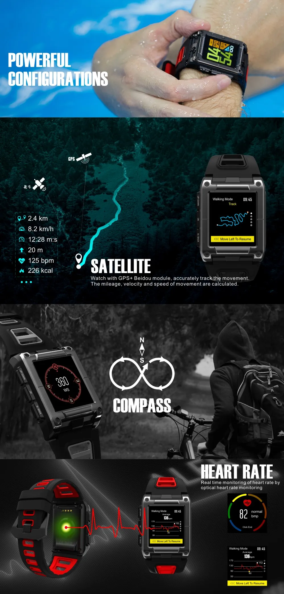 Gps Смарт-часы ip68 Водонепроницаемые спортивные умные часы для плавания Шагомер монитор сердечного ритма фитнес-браслет подключение Android ios