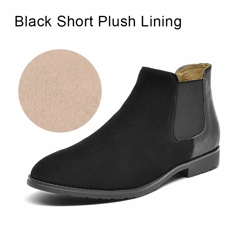 Black Short Plush BeauToday ботинки «Челси»; женские модные ботильоны из натуральной кожи с круглым носком и эластичной лентой; сезон осень-зима; ручная работа; 03604 - Color: Black Short Plush