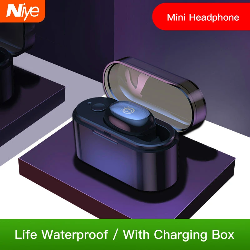 TWS bluetooth наушники беспроводные мини гарнитура с одним ухом зарядка для телефона