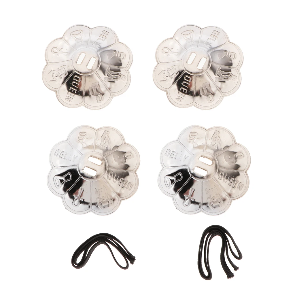 4x Flower Shape Belly Dancing Finger Cymbals Pure Brass Dance Zills