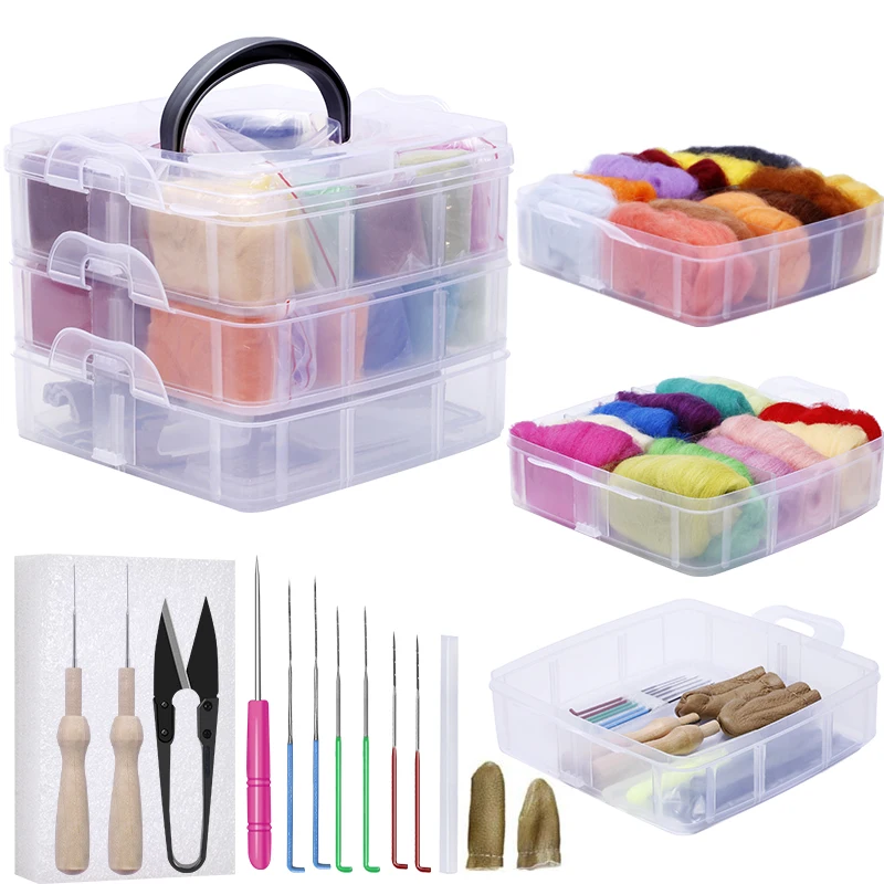 

LMDZ Needle Felting Kit Needle Felting Starter Kit Felt Supplies 24 Colors Wool Roving for Felting with Felt Tools for Beginners