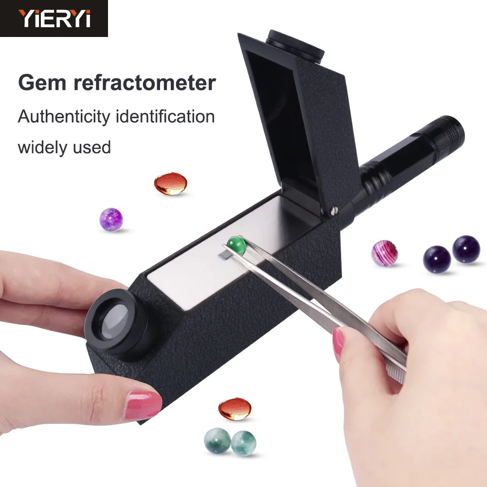 

Professional Gemstone Refractometer Jewelry RHG 1.30-1.73 identification Built-in LED Flashlight Diamond Detector Testing Tool