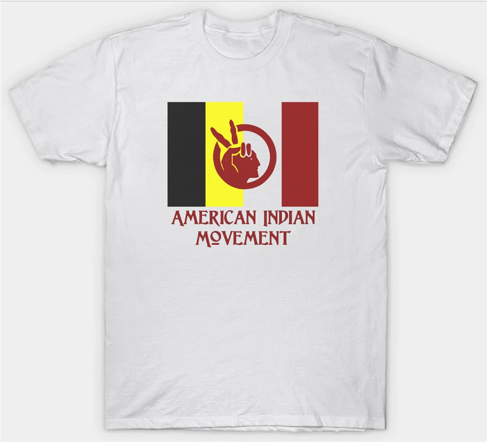 American Indian Movement T Shirt Flag Native Americans Tribal Tribe Festive Tee | Мужская одежда
