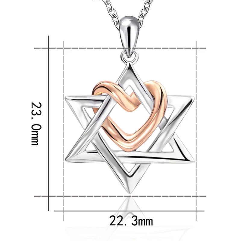 XiaoJing, штат Израиль, 925 пробы, серебряная цепочка, подвеска в виде сердца, ожерелья для женщин, подвеска в виде креста Давида, ювелирные изделия для девушек, Лидер продаж