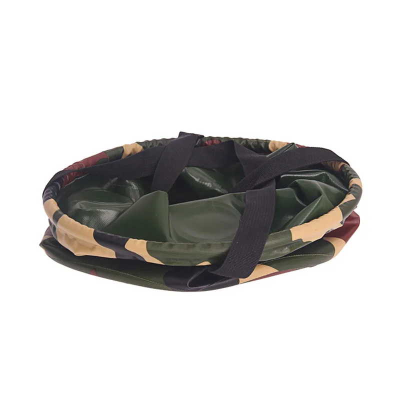 

Outdoor Angling Supplies Car Mounted Folding PVC Coated Mesh Fabric Portable Camouflage One-piece Fishing Bucket Folding Bucket