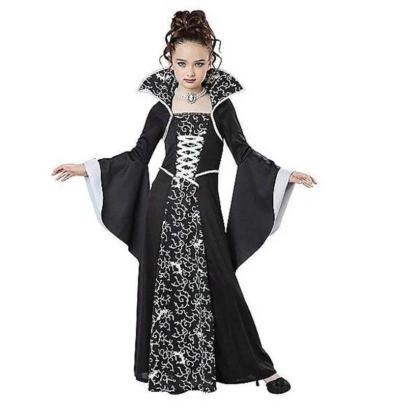 Костюм на Хэллоуин; Страшная ведьма; вампир; маскарадное платье для детей; карнавальные Бальные платья для девочек