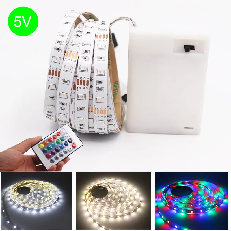 Светодиодная лента 3AA 50 см 1 м 2 3 4 5 SMD 2835 холодный белый теплый RGB для домашнего
