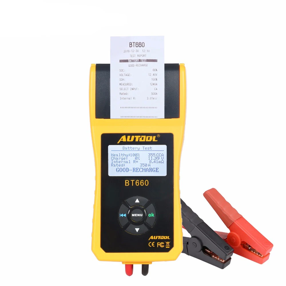 

AUTOOL BT660 12V Multi-language Car Battery Tester Auto Battery Analyzer Vehicle Repair Test Diagnostic Tool with Thermal Printe