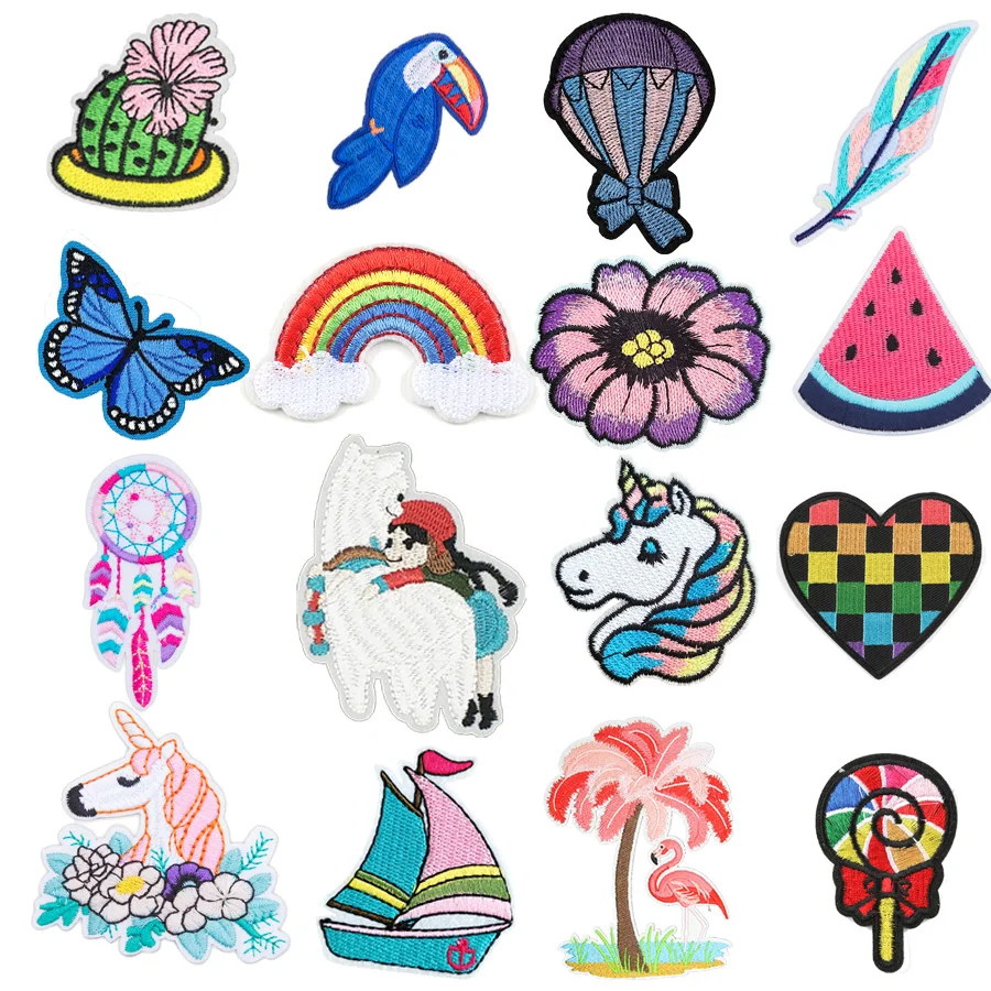 

Prajna Cartoon Unicorn Sheep Iron On Patches For Clothing Diy Cute Sequin Patches Embroidery Stripe Patches Applique Badges