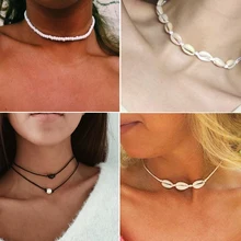 Лидер продаж Гавайские пляжные в виде ракушки колье в стиле Surfer Цепочки и ожерелья для Для женщин заготовок из листового материала летние платья для девочек в стиле «бохо, имитация жемчуга, колье-чокер Цепочки и ожерелья s