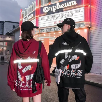 

New Money Print Hoodies Men Streetwear Hooded Sweatshirt Couple Hoodies Hip Hop Casual 2020 Autumn Male Hoodies Red Sweatshirt