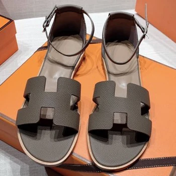 

Luxury Brand H Sandals Women Sandal Shoes For Women Peep Toe Summer Comfort Flat Sandals 34-41