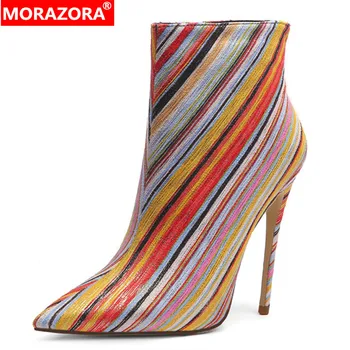 

MORAZORA 2020 big size 33-45 ankle boots for women mixed colors sexy thin high heels boots zip autumn winter party shoes woman