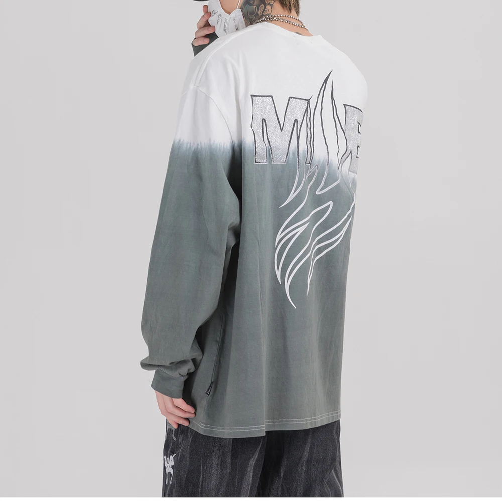 Color Block футболка мужская Hip hop готика лонгслив прикольные футболки мужские，New хип