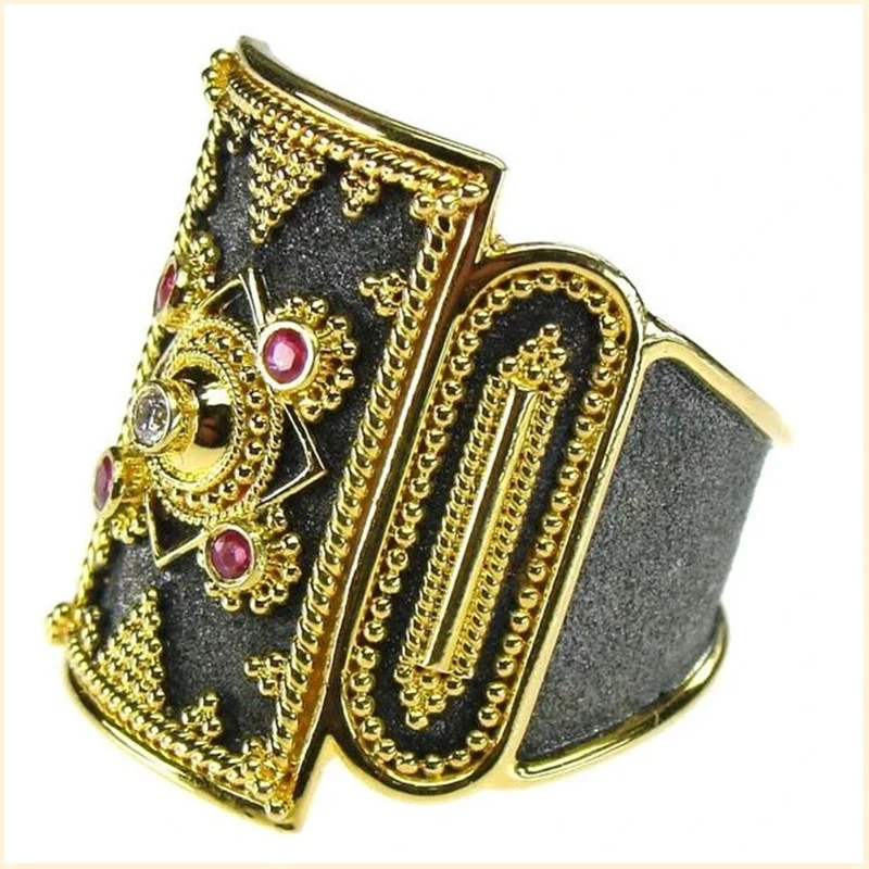 Римское кольцо для мужчин и женщин Gypsy римское в греческом стиле большие черные