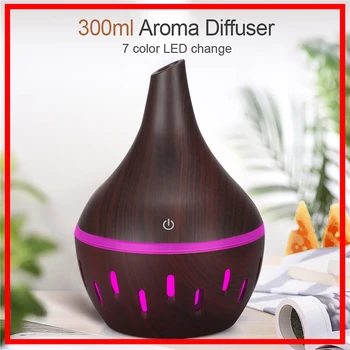 

USB Wood Grain Essential Oil Diffuser Ultrasonic Air Humidifier Household Aroma Diffuser Aromatherapy Mist Maker with Light