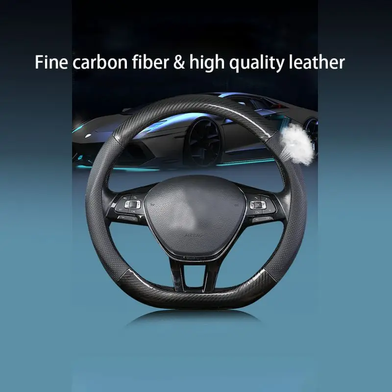Универсальный автомобильный чехол на руль 38 см, автостайлинг, спортивные автомобильные чехлы на руль, противоскользящие кожаные мягкие дышащие модные