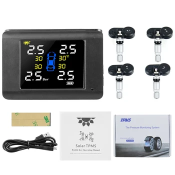

Internal External 4 Sensors Newest large Screen TPMS Tire Pressure Monitoring System Display Alarm System