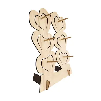 

Wooden 6 heart-shaped Donuts Stand Display Holder Wedding Party Decorations H4GD