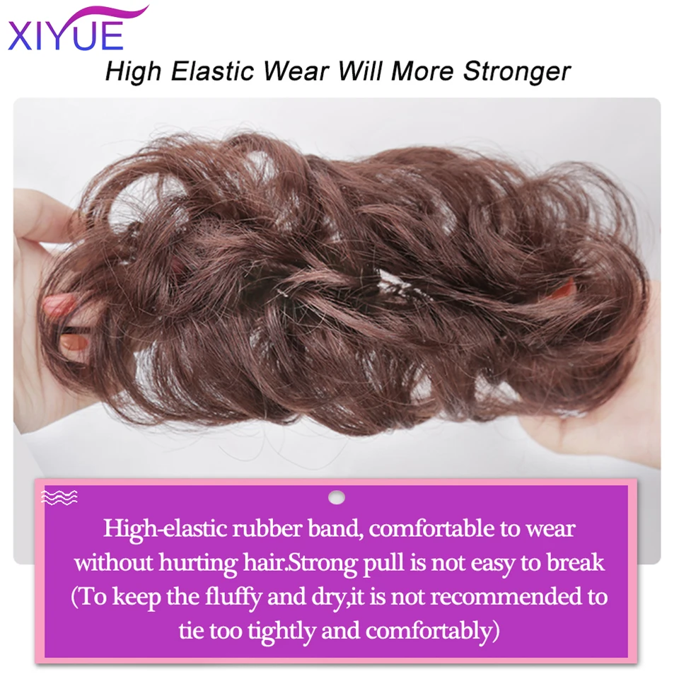 XIYUE Messy Hair Bun Clip in Hair Extension Curly Hair donut fake hair Chignon Synthetic Hair Messy Chignon For Women Wedding