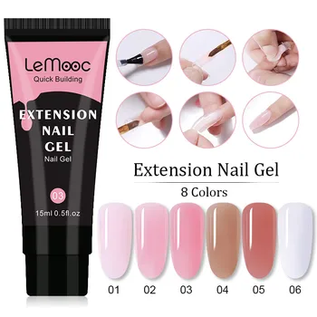 

LEMOOC 15ml Crystal Extend UV Led Poly Nail UV Gel Builder Finger Extension Nail Art Gel varnish Pink White Clear Jelly Gel