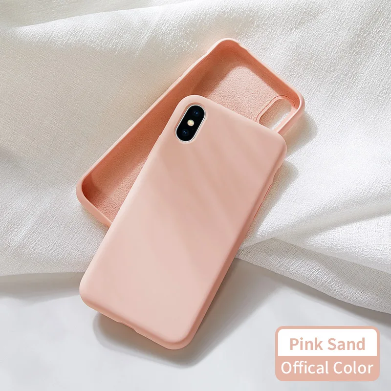 Чехол ASINA для iPhone 8, 7, 6, жидкий силиконовый чехол, однотонный Прозрачный бампер для iPhone 8, 7, 6 Plus, X, Xs, Max, XR, Coque Capa - Цвет: Pink Sand