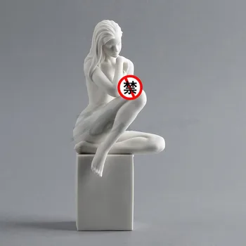 

Sales Modern Ceramic Abstract Fiery Girl Figurine Nude Sitting Female Art Sculpture Body Statue Home Furnishing Articles R1776