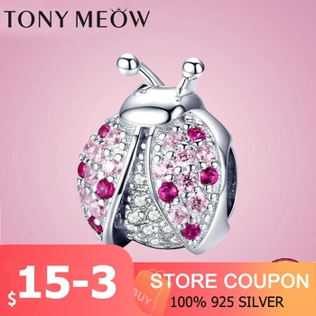 

CODEDOG Ladybug Charm 925 Sterling Silver Ladybug Beads Pink Clear CZ Charms Fit Original Pandora Bracelet Jewelry Making