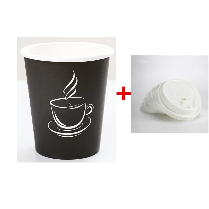 cup and lid5 50 шт. толстые Бумага молока Чай упаковка одноразовые стаканчики Кофе чашки Кофе узор вечерние пользу стакан на вынос пакеты из крафт-бумаги - Цвет: cup and lid5