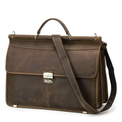 New Design suitable for 15.4-inch computer men's designer business briefcase, large capacity cowhide bag High-quality luxury