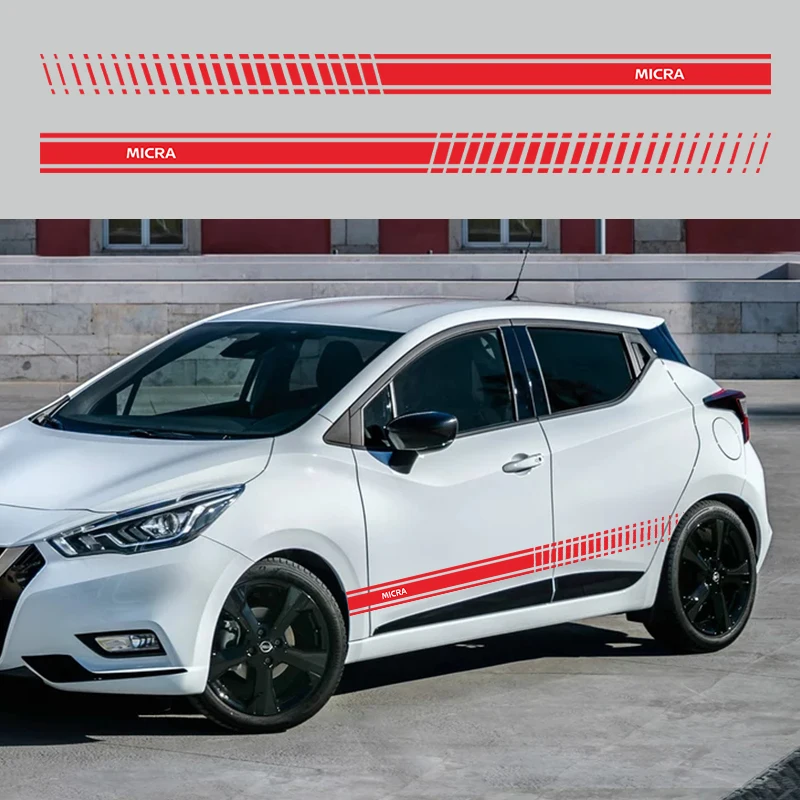 2 шт авто гонки спортивные длинные полосатые наклейки для NISSAN Micra 2 боковые тела виниловые наклейки