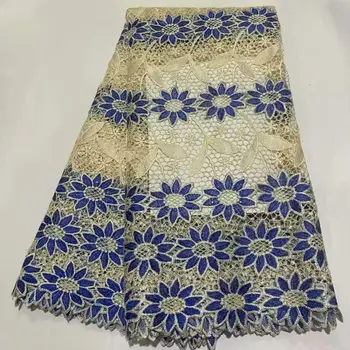 

High Quality Beaded Embroidered African Lace Fabric Flowers 5Yard 2020 New Arrival Swiss water soluble Lace Net Fabric for Dress