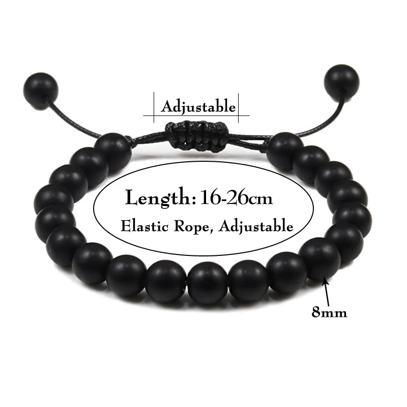 Adjustable Couples Bracelet Jewelry For Women Men 8mm Beads Braiding Macrame Lovers Bracelet