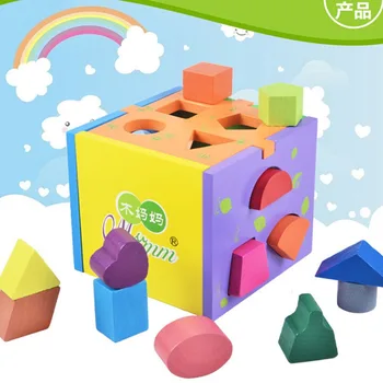

Building Blocks Toys 13 Holes Wooden Intelligence Box Baby Cognitive Matching Building Blocks Kids Early Learning Education Toy