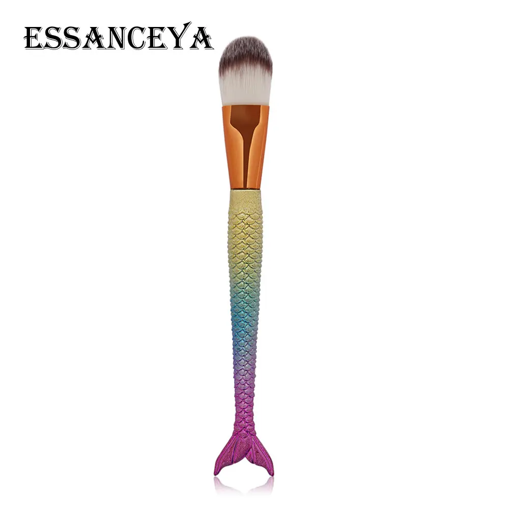 1 PCS ESSANCEYA Русалка профессиональная оболочка кисти для макияжа основа для макияжа веер косметическая пудра многофункциональные тени для век Инструменты для бровей - Handle Color: 1 PCS