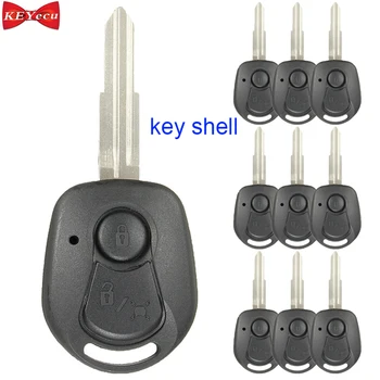 

KEYECU 10pcs for SSANGYONG Actyon Kyron Rexton Remote Key Case Shell Cover Fob 2 Button Uncut